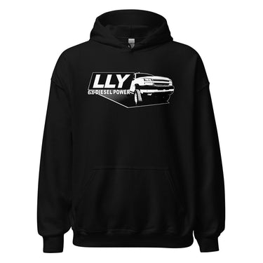 LLY Duramax Hoodie Sweatshirt With Truck-In-Black-From Aggressive Thread